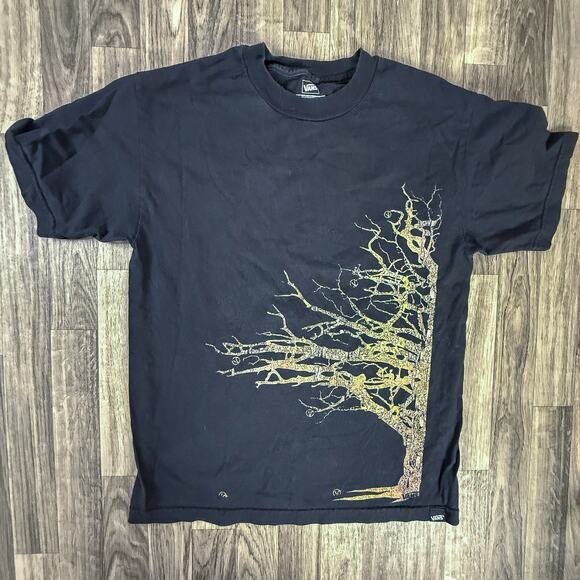 Vans Tree Graphic Tee Black Short Sleeve T-Shirt Size M Skate Streetwear Art - Picture 1 of 6